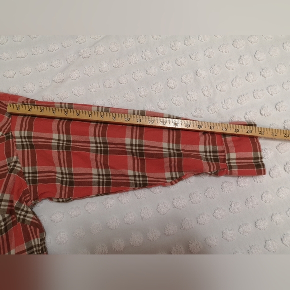 Levi’s Women's 2X Coral Plaid Western Pearl Snap Shirt - Flannel Button Front - Picture 8 of 14